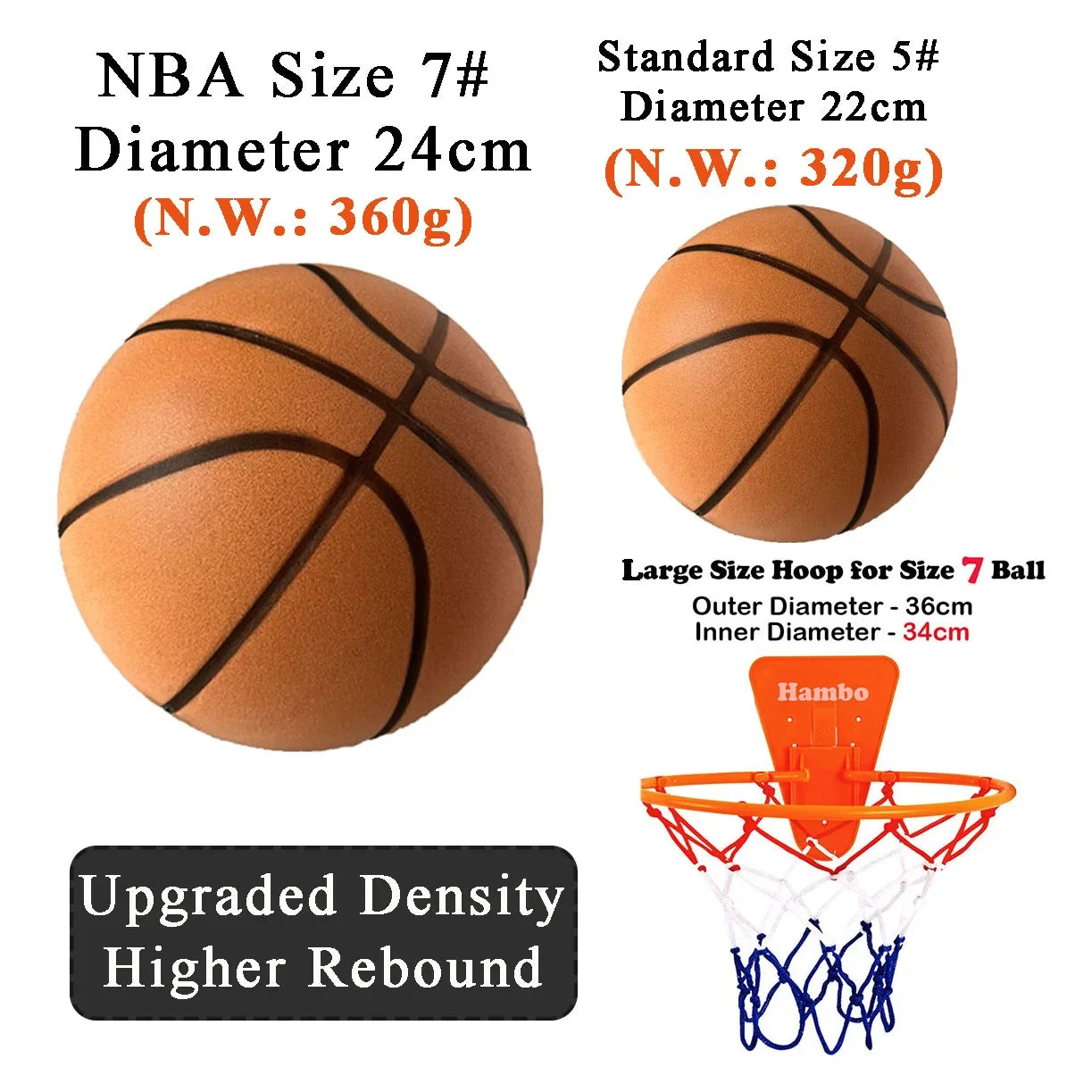 Silent Basketball Size 7 (29.5")/5# Dribbling Indoor Grooved Airless Foam Basketball Quiet Dribbling Indoor Training Silent Ball